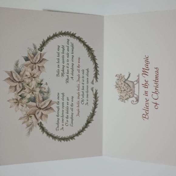 $2 Add-on Foil Sleigh & Poinsettias Christmas Card & Envelope Gold - Picture 5 of 9